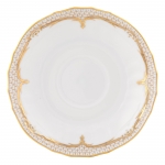 Golden Elegance Canton Saucer A variation on a theme of the Fish Scale pattern, Golden Elegance retains the essence of the scales but lets the increased negative space create a dramatic tension between the gold and white.